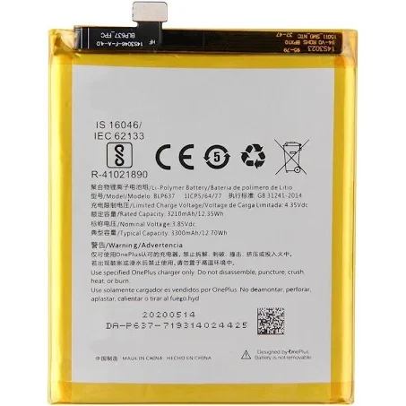 Original Mobile Battery for OnePlus 5T BLP637 3300mAh