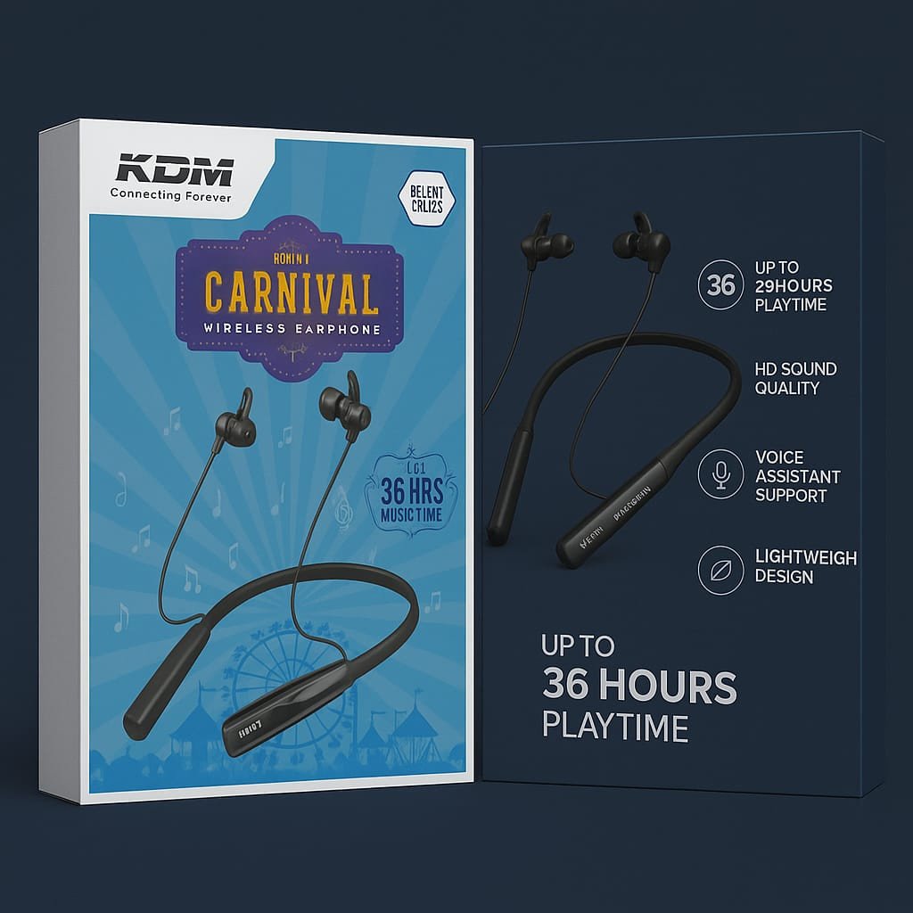 KDM Carnival Wireless Bluetooth Neckband Earphones | 36 Hrs Playtime | HD Sound | Voice Assistant