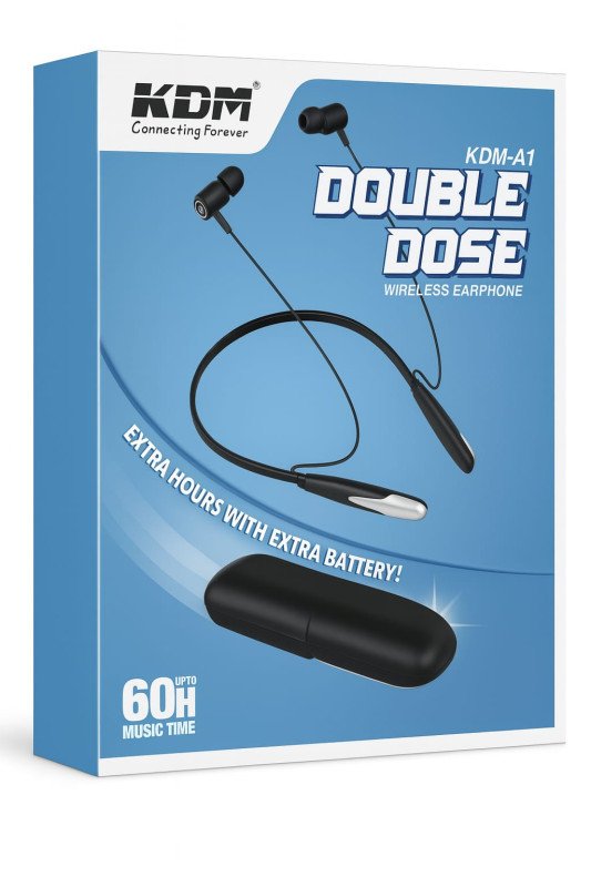 KDM-A1 Double Dose Wireless Neckband Earphone with 700 Hours Battery, Type-C Fast Charging & Bluetooth v5.3