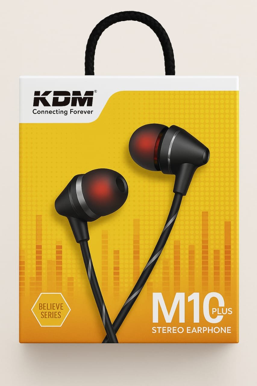 KDM M10 Plus Stereo Earphone with Mic (Black, In the Ear)