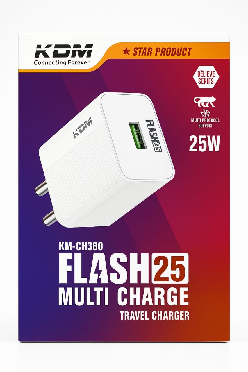 KDM FLASH25 Multi Charge Travel Charger – 25W | Model: KM-CH380