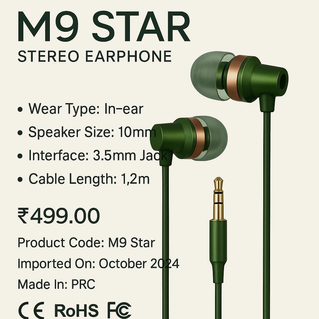 M9 Star Stereo Earphone – Pure Sound, Perfect Fit
