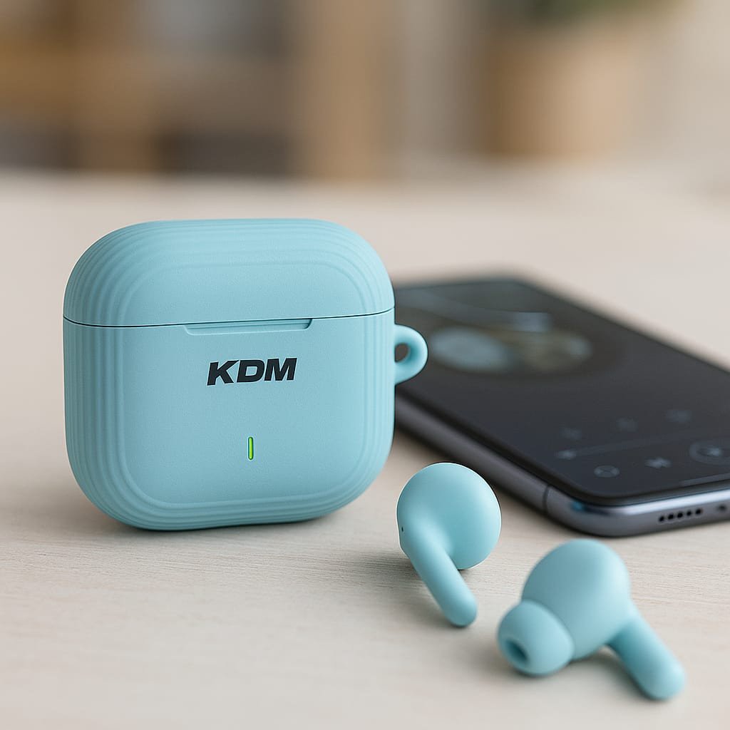 KDM-E1 LeoPods TWS (True Wireless Stereo) Earbuds with Silicone Cover – Type-C Charging